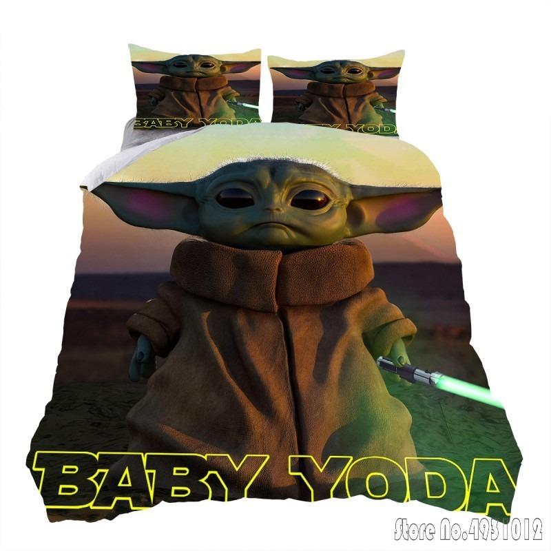 Bedding Set Anime Yoda Baby Double Twin Full Queen King Kids Bedclothes Duvet Cover Pillowcase Decoration Christmas Gifts