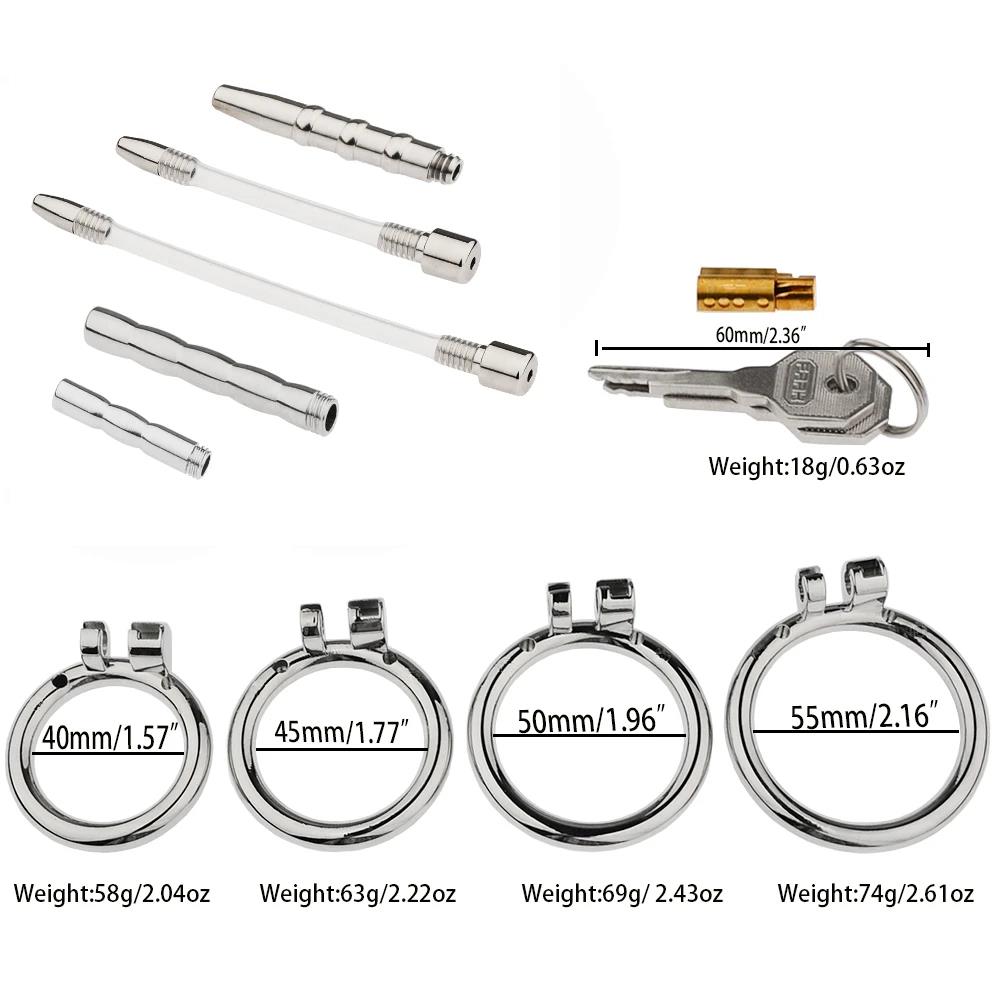 Flat Chastity Lock for Men Metal Chastity Devices Urethral Plug High Comfort Anti Cheating Dormant Lock Sex Toy for Couple SM