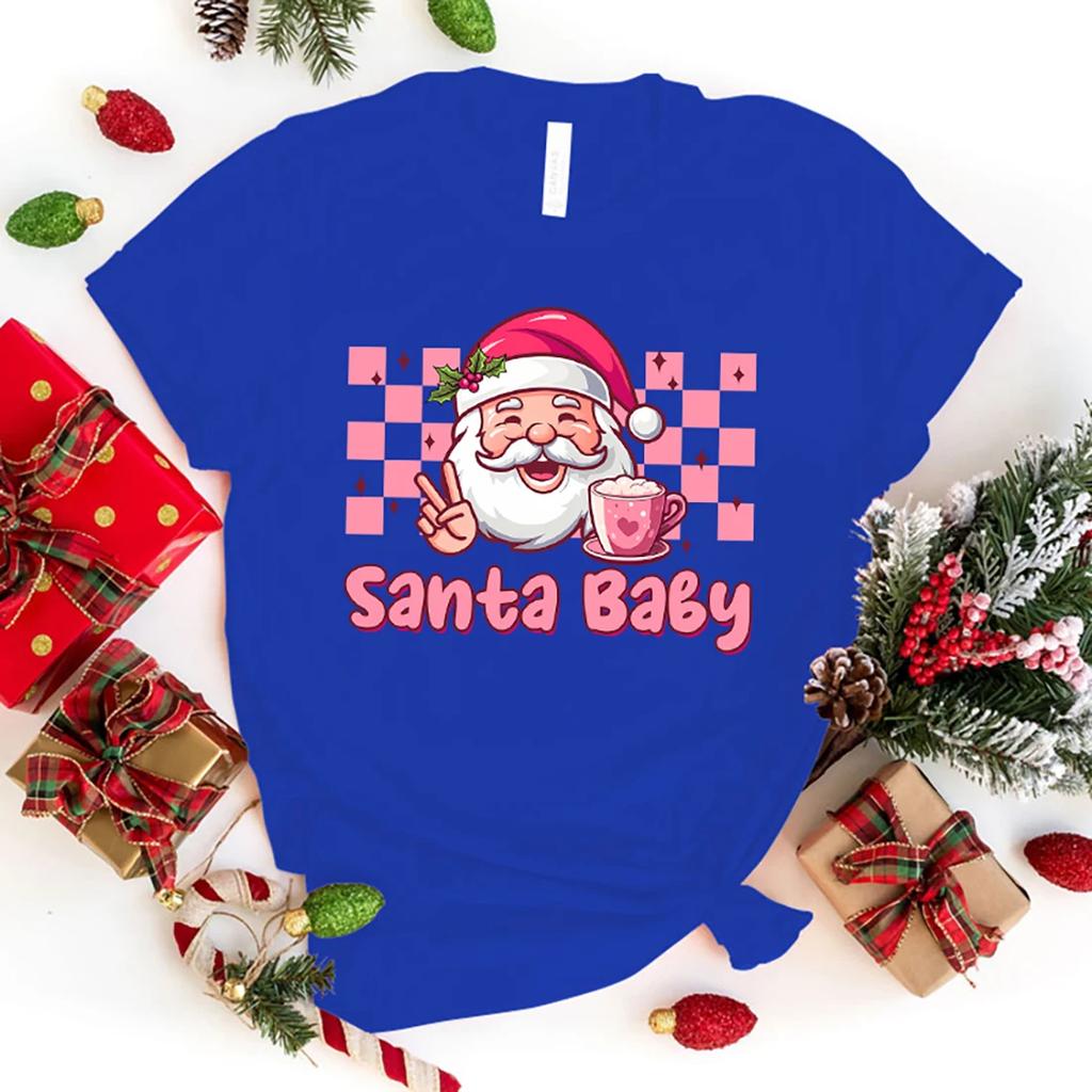 New Hot Christmas Santa  Print T-Shirts Women Men Casual T-Shirts O Neck Short-Sleeved T-Shirts Fashion Shirts Tee