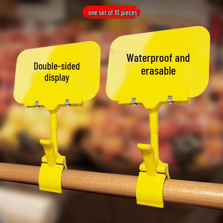 Abwischbares PVC Obst- und Gemüse-Preisschild mit doppelseitigem Clip für Supermarkt-Auslagen