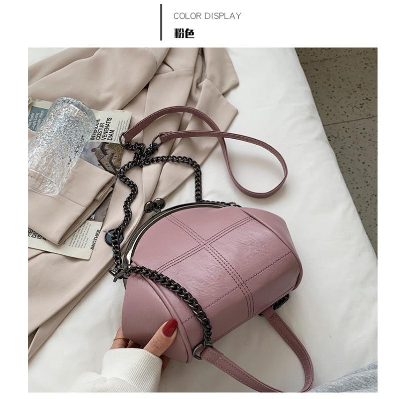 

1PC New Vintage Two Straps Shell Lock Bag Bags Chain Women Shoulder Crossbody Bags PU Leather Tote Women s Handbags Purses розовый