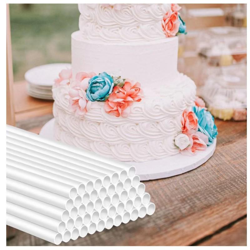 White Plastic Floating Cake Support Dowels for Layered Structures