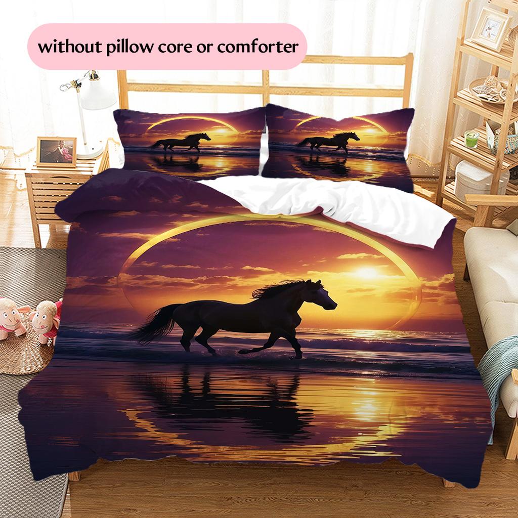 1PC Horse Bedding Quilt Set Quilt Cover Pillowcase Home Decoration Birthday Gift (1 * Duvet Cover + 15 * Pillowcase, Without Core)
