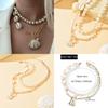 Seashell Necklace Boho Style Chunky Chain With Artificial Pearl For Summer Beach Vacation