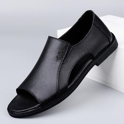 Sandálias de Moda em Couro Genuíno para Homens Costura Feita à Mão Rasteirinhas de Verão Designer de Luxo Sapatos Casuais de Praia Respiráveis para Exterior Sandálias Masculinas
