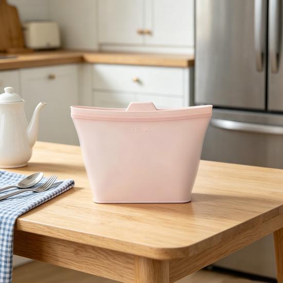 Sac de Conservation Alimentaire en Silicone de Qualité Alimentaire avec Bande d'Étanchéité Pochette Étanchéité Reutilisable Compatible Micro-ondes Conservation Fraîcheur pour Cuisine Maison Salle à Manger