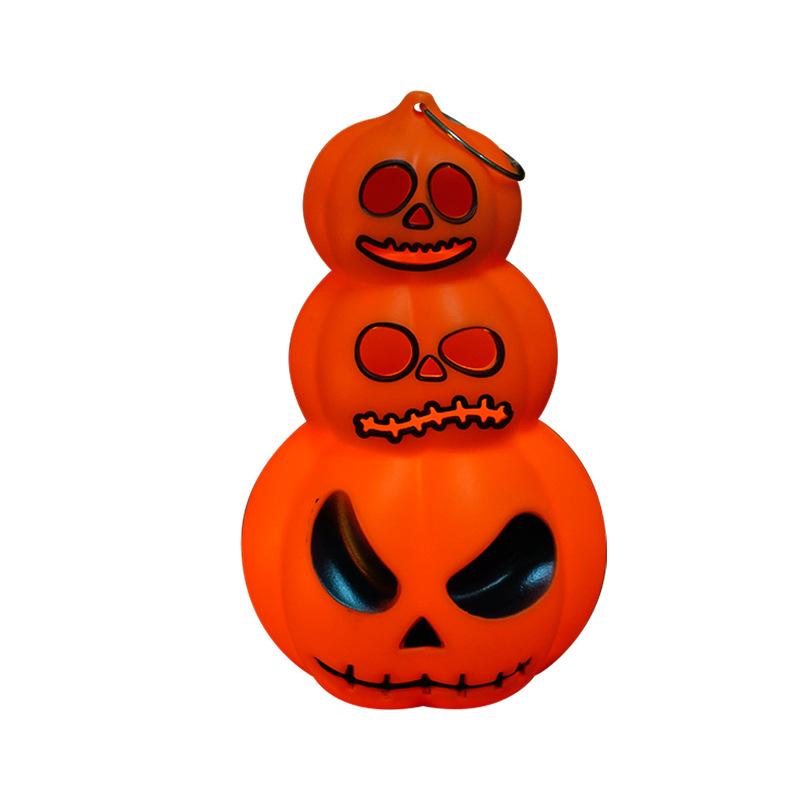 Halloween Linterna de Calabaza de Tres Cabezas Linterna de Vela de Mano Decoración de Ambiente Luz de Ambiente