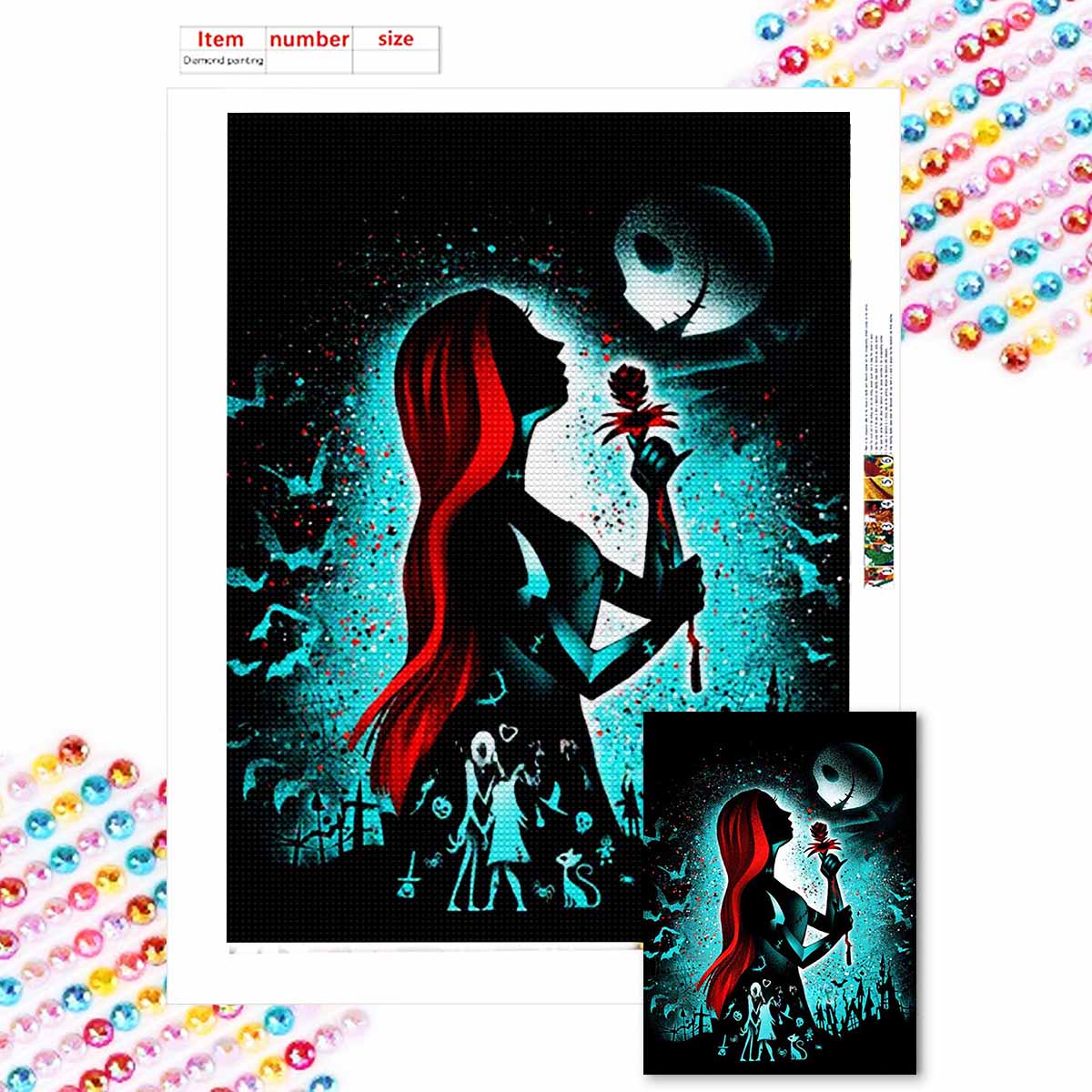 

Полная круглая алмазная живопись Рыжеволосый скелет Искусство Стразы Картина Мозаика Сделай сам 5D Вышивка крестом Домашнее украшение Round 20x30cm