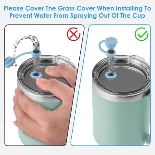 ERKOON Silicone Spill Stopper Set for YETI Straw Cups, Mug Tumblers, and More - Includes 4 Silicone Straw Covers and 4 Leak-Proof Stoppers