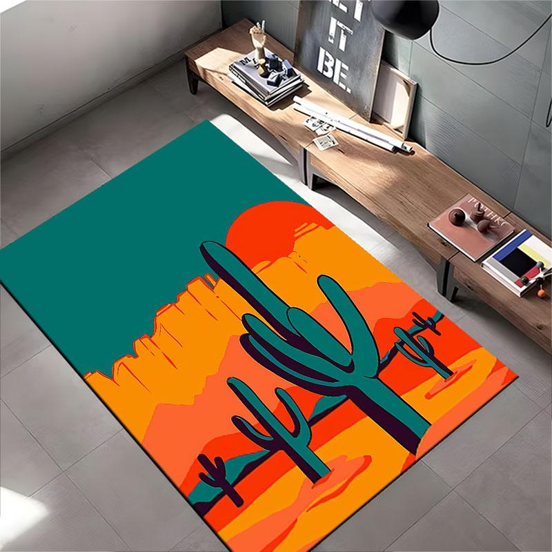 Cactus Sunset Desert Landscape suitable as a non-slip mat for the living room or bedroom sofa