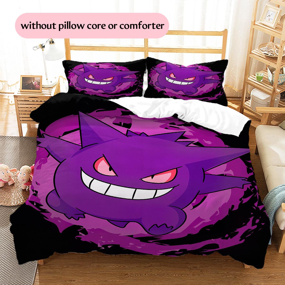 

gengar Pattern Bedding Home Decoration Birthday Gift (1 * duvet cover + 2 * pillowcase, without core) 135x200cm