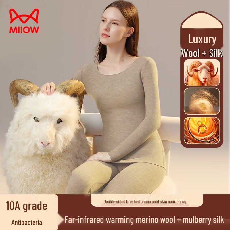 

Mao Ren Men s German Velvet Wool Silk Blend Thermal Underwear Set M