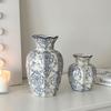Blue and White Porcelain Vase: Chinese Style with Peony Design for Living Room Decoration