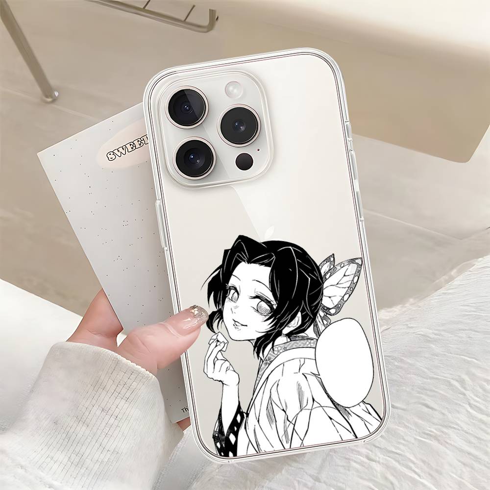 Cute S-Shinobu K-Kochos Phone Case For Iphone17 16 15 11 13 14 Pro Max 7 8 Plus X Xr Xs Max Se2020 12mini Transparent Cov