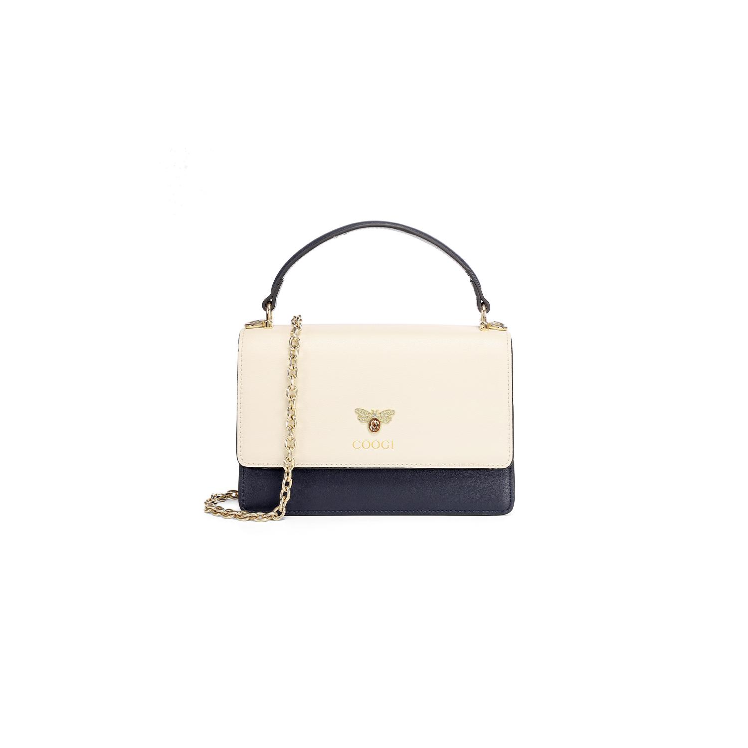 

Новая маленькая квадратная сумка COOGI из коровьей кожи, сумка на плечо, сумка через плечо, сумочка среднего размера для женщин, темно-синяя/голубая/розовая C325218253 20.6*6.6*13.0CM