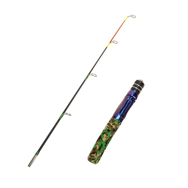 2-Section Dual-Flex Winter Fishing Rod - Solid Carbon, Soft/Hard Flexibility, Perfect for Ice and Shrimp Fishing