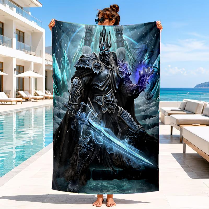 Game Warcraft Darkness Warrior Beach Towel, Microfiber Beach Towel, Perfect For Pool, Beach, Travel, Home Decor Beach Party Fan gifts