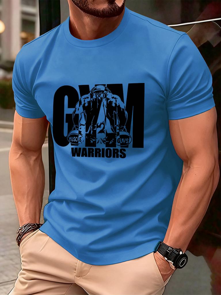 Gym Warriors Muscle Guys Printing Mens TShirt Cotton Summer Soft Tops Oversized ONeck Short Sleeve T Shirt Casual Male Clothes