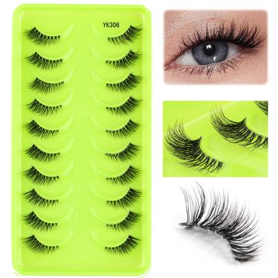 Half Lashes Natural Look Fox Eye Lashes Winged Wispy 3D Mink Eyelashes Cat-Eye Lashes Extensions Tool Faux Cils Makeup