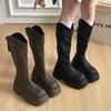 2025 Women's Over-The-Knee Long Boots Thick Bottom Knight Style Autumn Winter New Wind Thick Heel Elastic Slim Boots