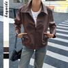 Simple Long-sleeved Leather Jacket for Women 2025 Autumn and Winter