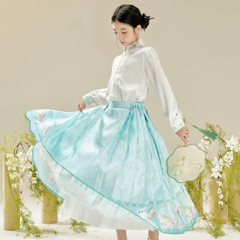 Girls  Chinese Style Hanfu Butterfly  Floral Skirt Set 150