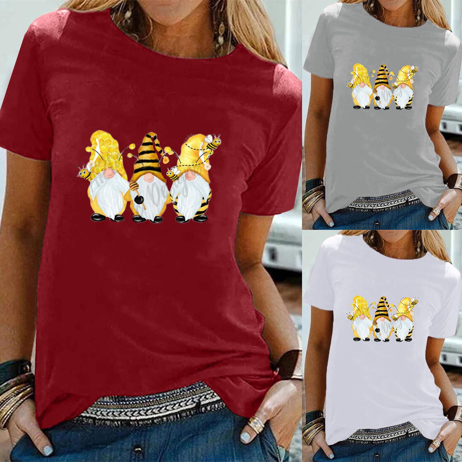 

Women Summer Short Sleeve Printed Blouse Tops Clothes T Shirt