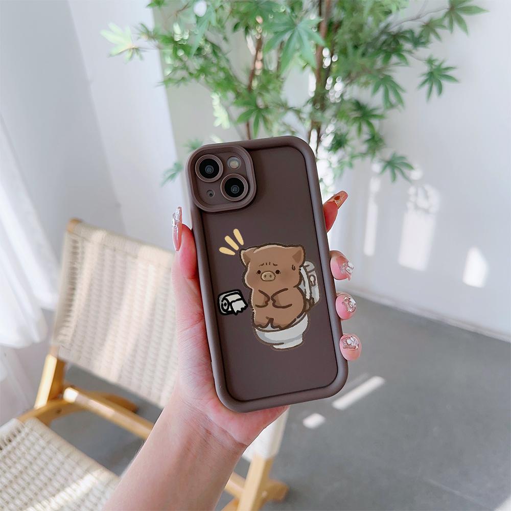 Funny Poop Piggy Pattern Soft TPU Phone Case for iPhone 17 Air 16 15 14 Pro Max Plus 13 12 Mini 8 7 X Xs Back Cover