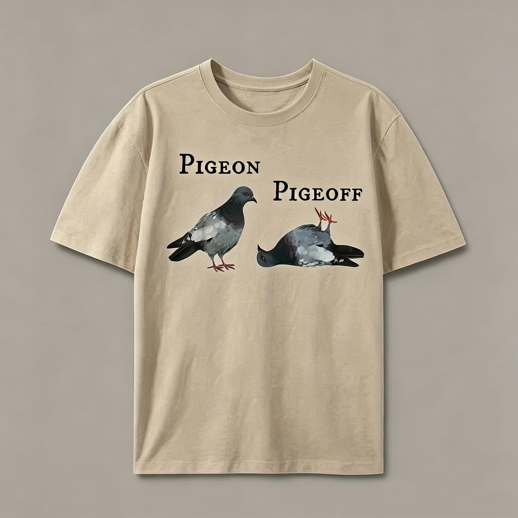 Pigeon English Slogan Crew Neck Short-sleeved Men's Street Style T-shirt