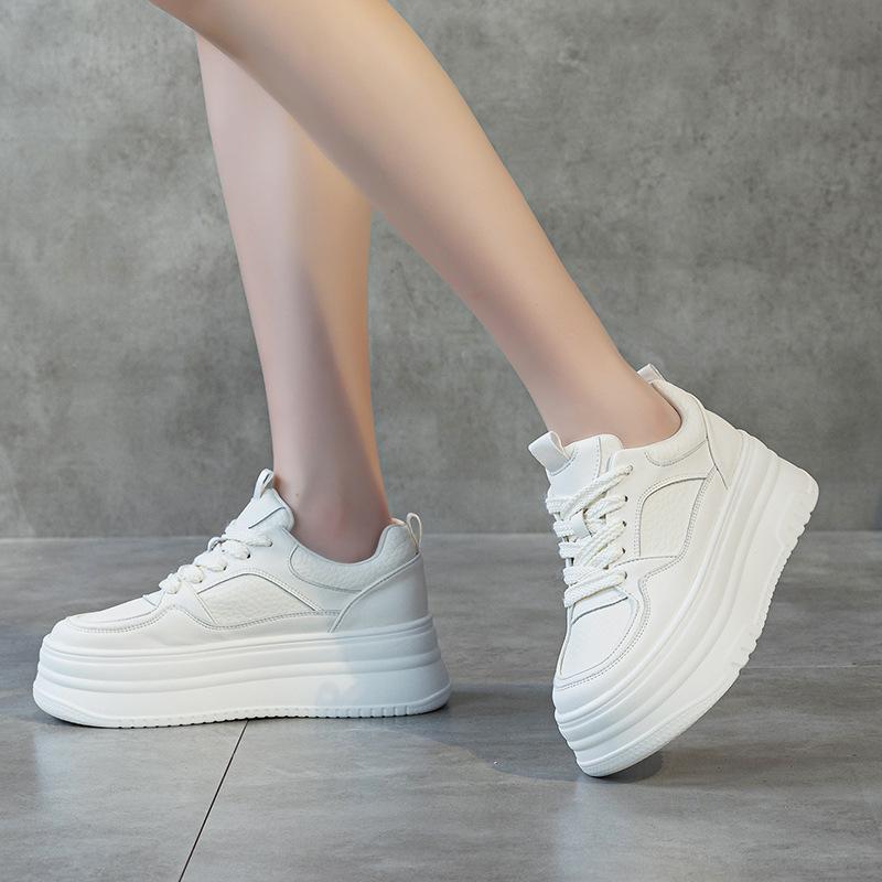 Thick-soled inner height-increasing small white shoes women's 2025 new summer mesh breathable women's shoes lightweight soft-soled muffin shoes