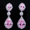 WWJ White Golden Color Party Jewellery Paved AAA Cubic Zirconia Drop Earrings