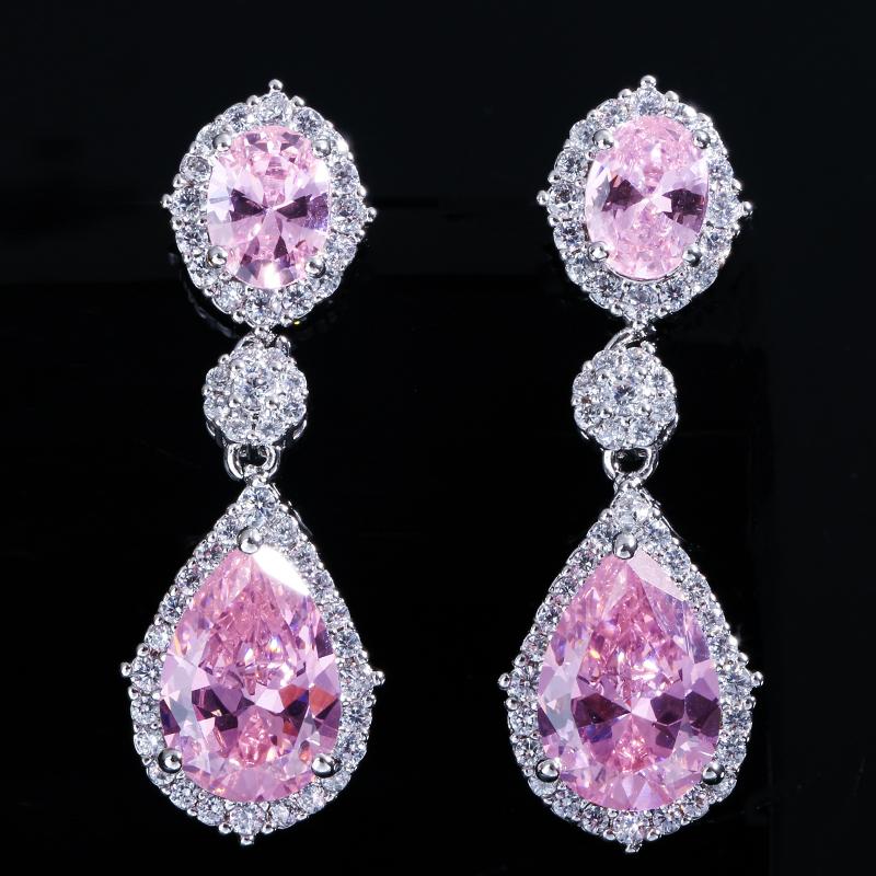 WWJ White Golden Color Party Jewellery Paved AAA Cubic Zirconia Drop Earrings