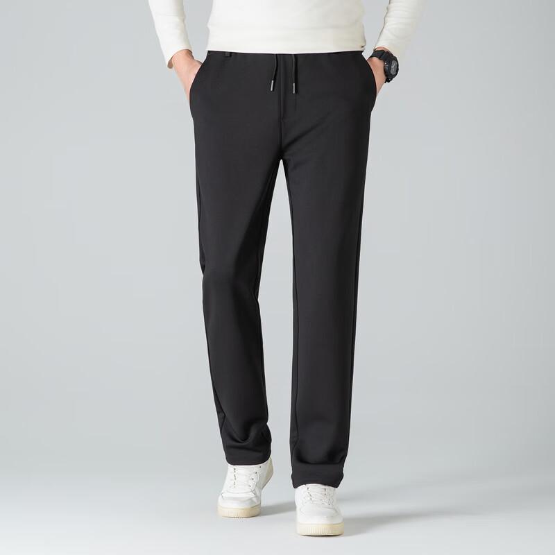 Xiaofu Men's Knit Straight-Leg Elastic Waist Pants