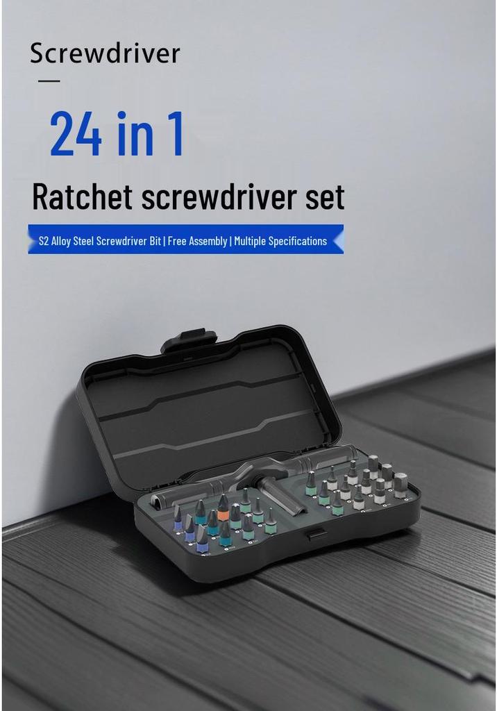 24-in-1 Multifunctional Ratchet Screwdriver Set: Strong Magnetic Phillips & Flat Head Bits for Household Use