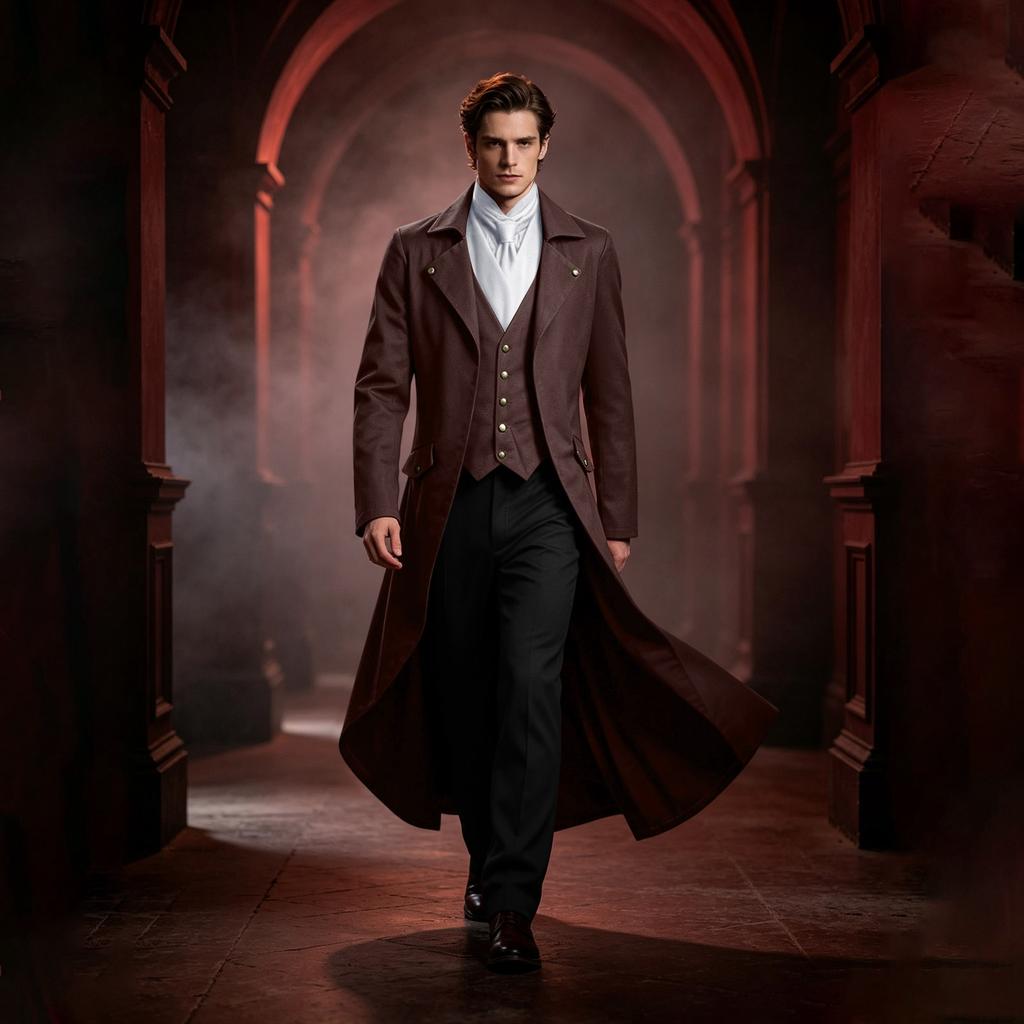 Men's Gothic Steampunk Tailcoat Jacket Black Halloween Costume