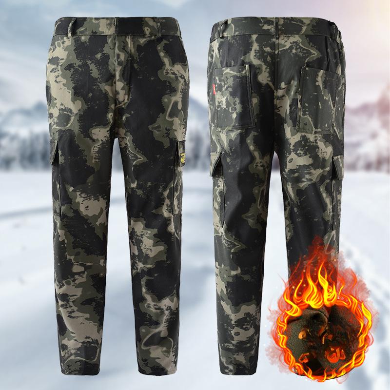 

Оксамитові камуфляжні штани Winter Plus Чоловічі еластичні потовщені комбінезони Вільні прямі морозостійкі та водонепроникні повсякденні штани з трудового страхування S