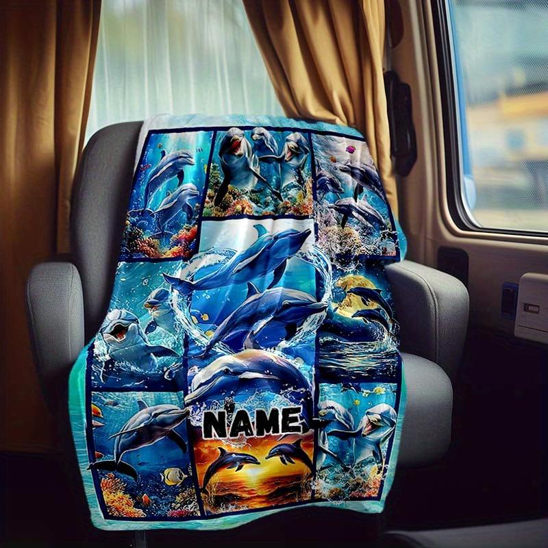 Dolphin Rv Customize Your Name Blanket Is Suitable For Rv Camping Traveling Rv Home Soft And Warm Rv Interior Blanket Suitable For Gifts To Relatives
