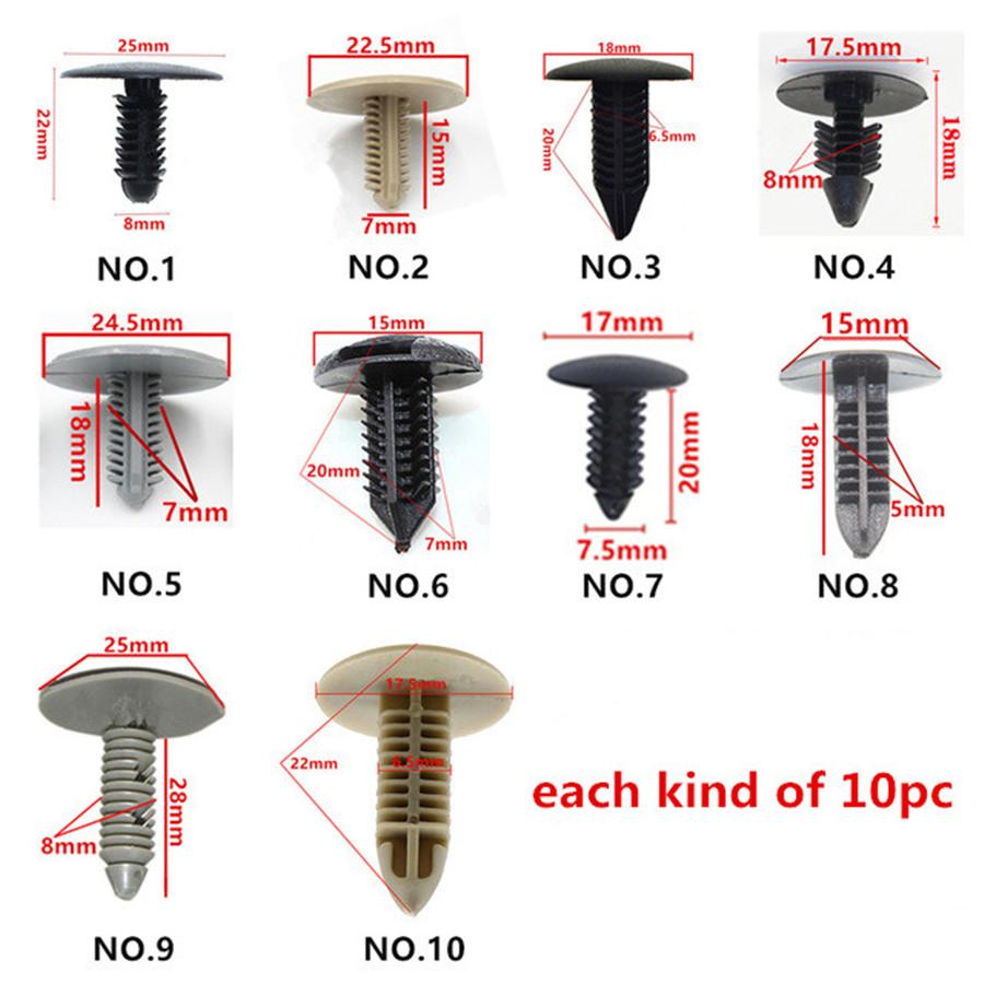 100pc Door Bumper Fender Cover Automotive Fastener Plastic Auto Trim Clip Rivet