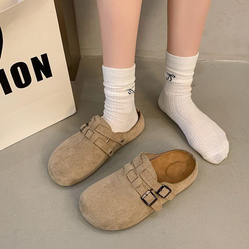 One-pedal German Training Shoes Non-slip Birkenmuller Single Shoes Flat-bottomed Bag Head Half Slippers Women's Wear 2025 Spring and Autumn New Models