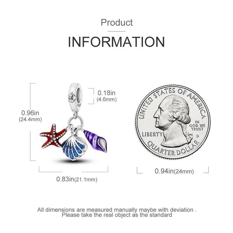 925 Sterling Silver Shell Pearl Starfish Pendant  Charm Bead Fits OriginalNew Bracelet Necklace Women DIY Fine Jewelry