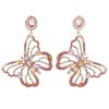 Vintage Butterfly Earrings With Rhinestones For Women Spring 2024 Fashion Jewelry