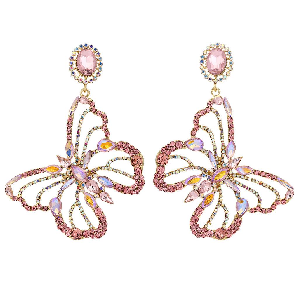 Vintage Butterfly Earrings With Rhinestones For Women Spring 2024 Fashion Jewelry