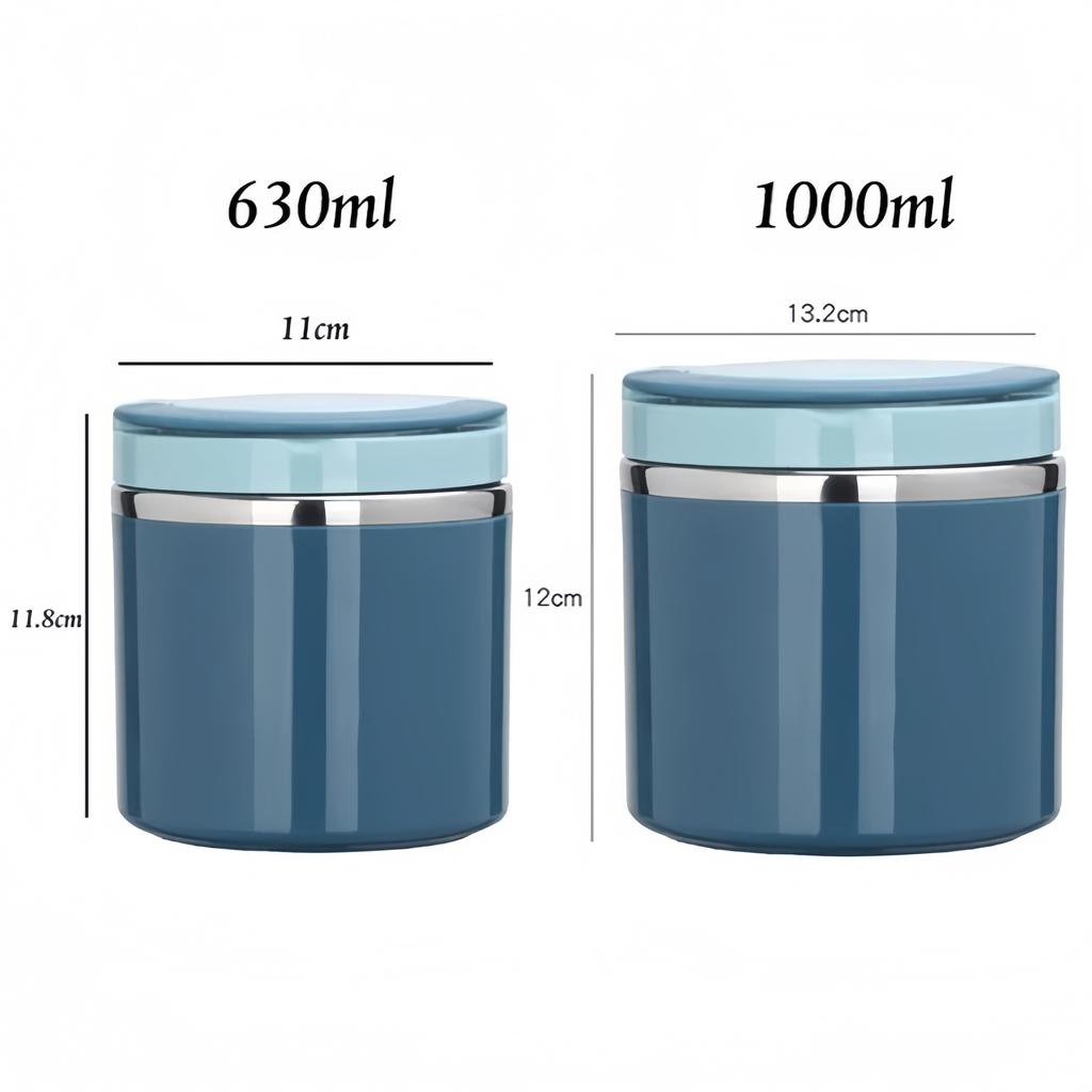 Termos na zupę i jedzenie ze stali nierdzewnej, próżniowy, pudełko na lunch Bento, utrzymuje zimno i ciepło, szczelny, przenośny z uchwytem, 630/1000 ml