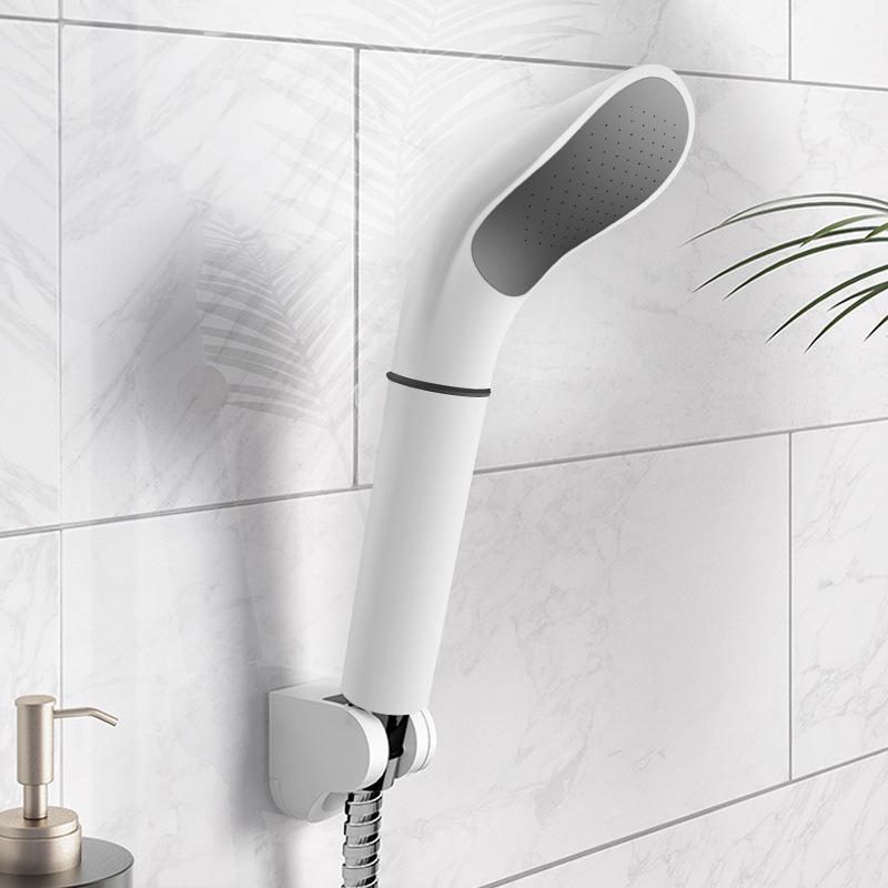 Pressurized Shower Head With Detachable Filter Handheld Spray Head White Japanese Curved Shower Head