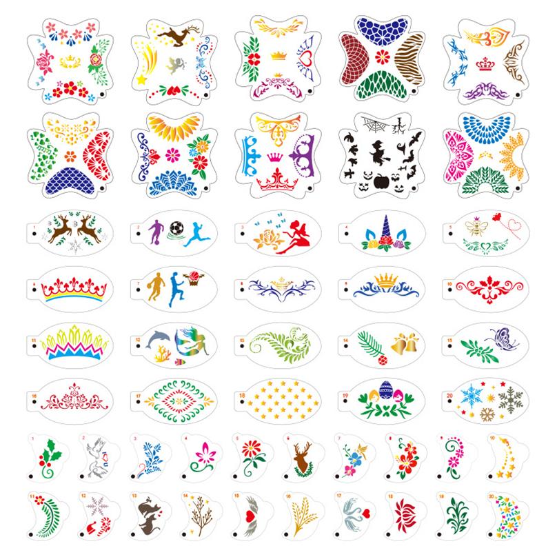 Kit di Stencil per Pittura Facciale, Modelli Riutilizzabili Vuoti per Tatuaggi Facciali e Body Painting, Strumenti Creativi DIY per Disegno per Bambini e Adulti