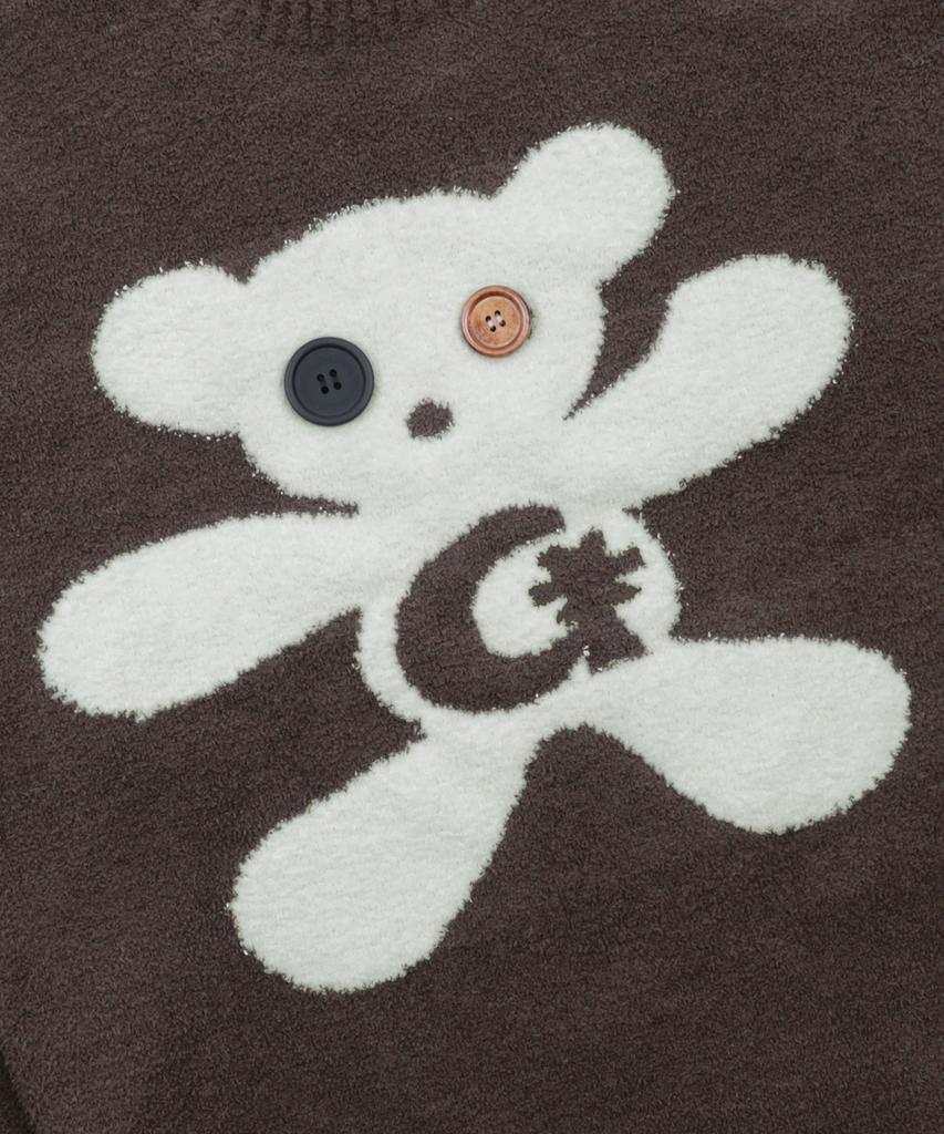 GLACK Gnt073 Button Bear Boucle Pullover Knit (Brown)