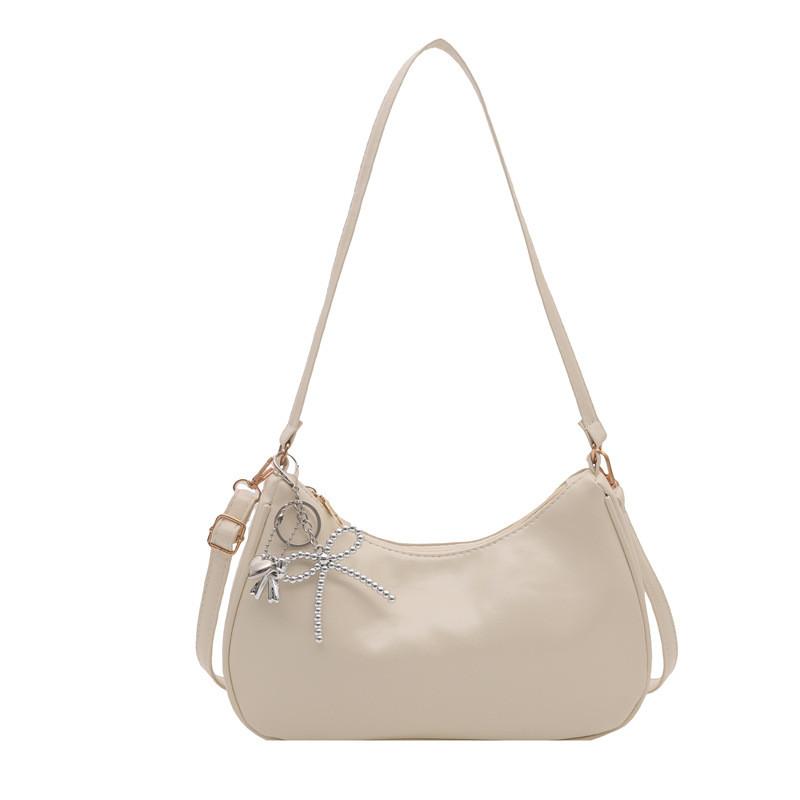 Street Style Pu Small Crossbody Bag With Solid Color And Bow Shaped Pendant Design For Daily Use