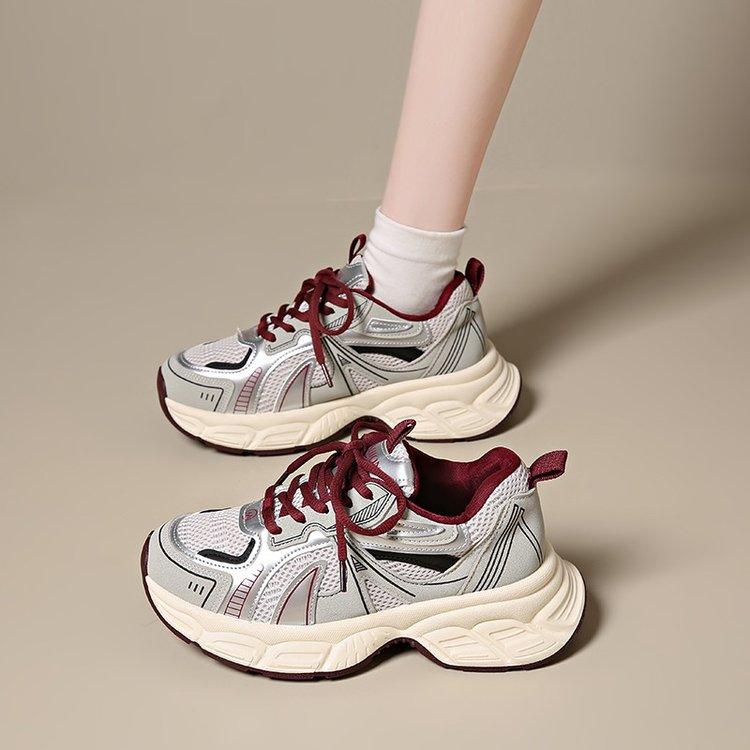 Mesh dad shoes women 2025 new fried street thick-soled retro breathable and light spring height increase casual sports shoes tide