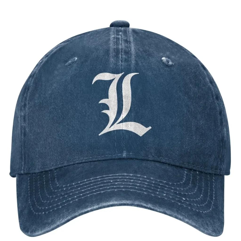 Old English Initial White Letter L Death-Notes Baseball Cap Unisex Teens Sunscreen Trucker Hat Summer Sport Baseball Caps