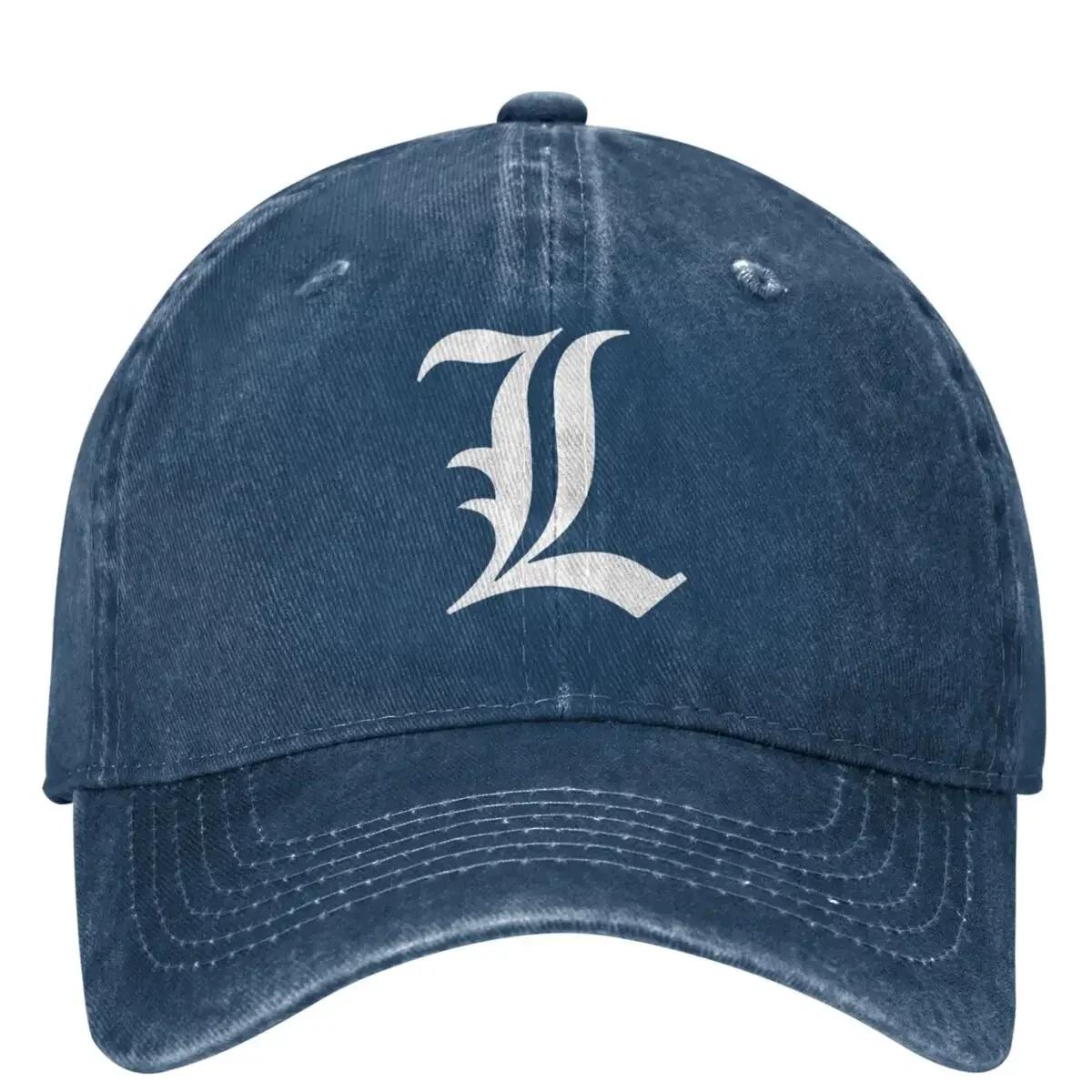 

Old English Initial White Letter L Death-Notes Baseball Cap Unisex Teens Sunscreen Trucker Hat Summer Sport Baseball Caps One size